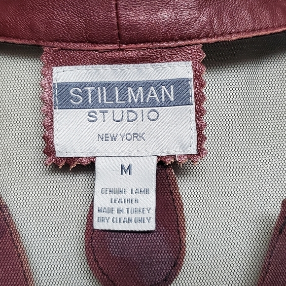 VINTAGE Stillman Studio Cognac Lamb Leather Teardrop Stripe Mesh Mini Dress Med - Picture 13 of 13